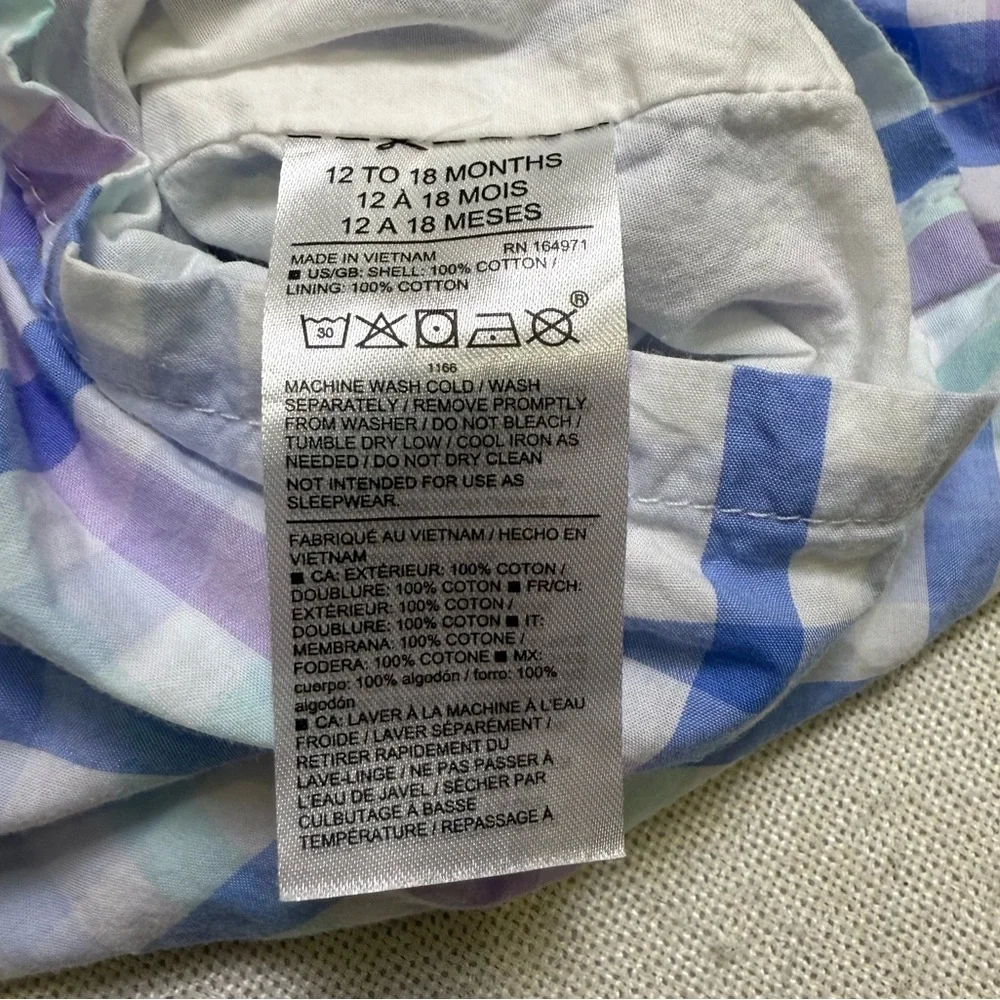 Janie and Jack Baby Gingham Polo Romper Light Blue Multi Plaid 12-18 Months